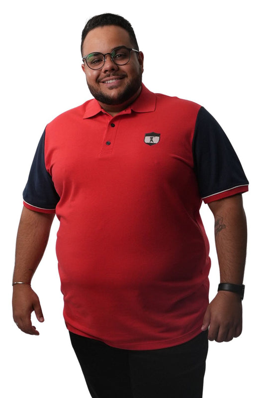 Camisa Polo Vivo Manga Brasão Plus Size