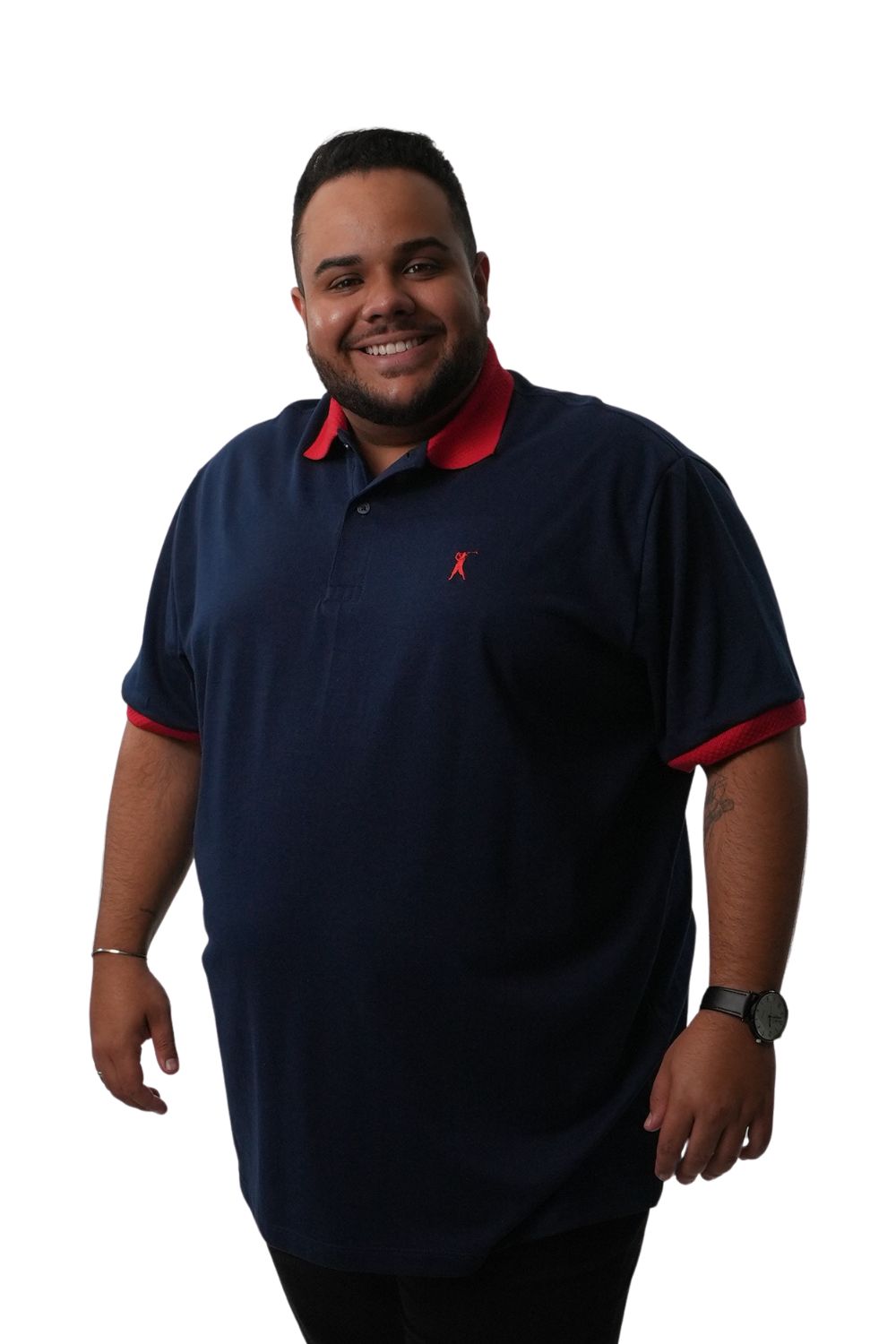 Camisa Polo Detalhe Retilíneas Plus Size